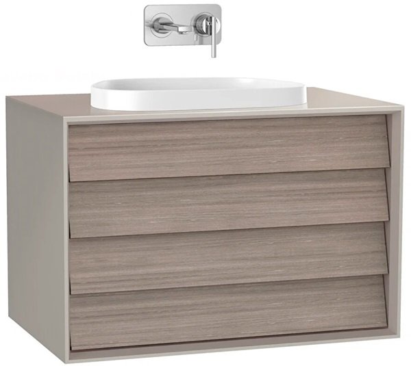 Vitra Frame 61465 Lavabo Dolabı 80 Cm,Çift Çekmeceli,Tezgahüstü Lavabolu,Mat Soft Bej.